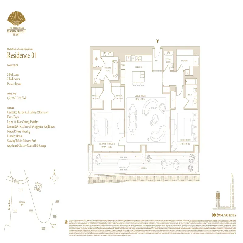 The Residences at Mandarin Oriental Miami floor plan 14