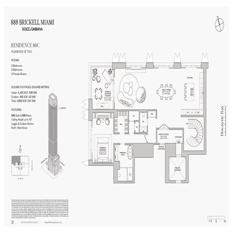 888 Brickell Miami Dolce and Gabbana floor plan 1
